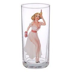 SET OF 6 Pin-Up Girls Tall Drinking Highball Tumbler Pop Art Glasses 6×10 oz