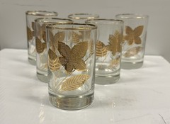 Libbey Gold Leaf 7 oz. Cocktail Lowball Glasses Set of 6 VINTAGE