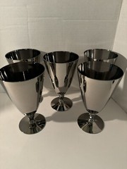 Fostoria Regal Water Goblets Set (5) Stainless Overlay 6092 Scarce
