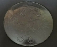 Round Christmas Crystal Etched Glass Relish Plate or Serving Tray With Bear 12″