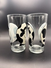 Firna Rotund Cow Drinking Glasses Black White Farmhouse Tumblers – Set of 2