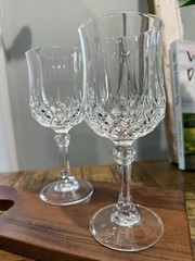 Set of 2 Vintage Cristal D’Arques-Durand Longchamp Crystal Wine Glasses 6.5” H