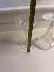 Set Of 2 Glass Champagne Glasses Etched Grapevine With Hollow Stem 5.5” VTG