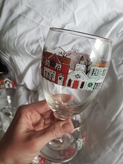 Vintage Libbey Christmas Town Winter Village Glass Goblets Wine Water Set Of 6