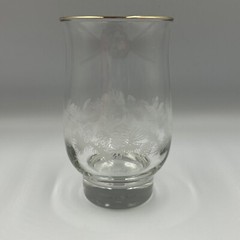 Libby Winter Frosted Pine Cone Gold Rim Christmas Glass Weighted Bottom