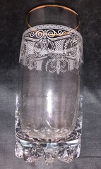 Vintage Gold Trim White Design Highball Drink Tumblers Weighted Bottom Set Of 6