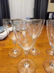 X6 etched rare Vintage Lenox Montclair Wine Glasses/Goblets platinum Trim.