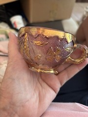 Antique Double Dahlia with Lens Rose Flash Punch Cup By U.S. Glass