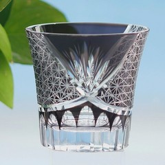 Black Japanese Crystal Glasses Whiskey Glass Hand Cut Edo Kiriko Glass 220ml/8oz