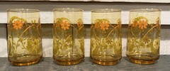 8 Libbey Amber Wheat w/ Bow 6oz Juice Glasses 3¾» + Bonus Glass Vintage MCM HTF!