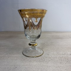 Interglass Italy 24k Gold Goblet Glass 6”