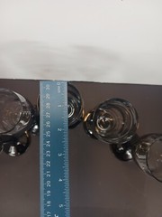Vintage Luminarc France Domino Black Stemmed Clear Champagne Glass Flutes Set 5