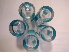 MCM Starburst Tumbler Glasses Teal And White Lot of 5