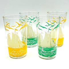 VTG 1970s Nautical Cocktail Juice Glasses/Tumblers (Set of 4) 4.5” Beach Retro