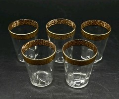 10pc MCM Stetson Gold Encrusted Floral Band 6 Highball 4 Cordial Glass Set