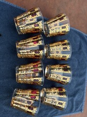 VINTAGE 22 KARAT GOLD 8 CULVAR GLASSES Moorish design