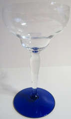 Weston WGL2 Gray Cut Floral Clear Bowl Cobalt Blue Foot – Liquor Cocktail Glass