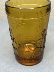 Vintage Tiara Exclusives Amber Glass Juice Tumbler Jack and Jill Indiana Glass