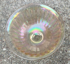 Vintage Iridescent Amber Carnival Glass Footed Sherbet Bowl Champagne Coupe