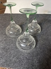 Set of 3 Vintage Margarita Glass Sombrero Green Stem, by Cristal D’Arques-Durand