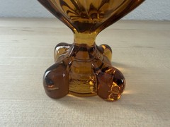 Vintage Viking Amber Glass Goblet Chalice Square Footed Pedestal Heavy