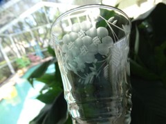 MCM Rock Sharpe Clear Crystal Gray Cut Water Goblet 3005-6 Excel Used Cond.