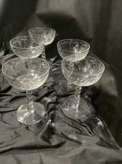 tiffin franciscan crystal wisteria pattern set of 5 liqor cocktail glasses 51/2