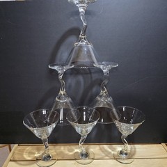 Libbey Martini Glasses Set 6 Vintage Crooked Zig Zag Z Stem 6 1/2″