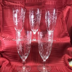 Glastonbury Lotus Ice Tea set of 5 Elegant Vintage Glasses 10 oz.