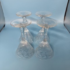 Vintage Bryce Brothers Needle Etched Cocktail Glasses #854-1 Wavy Loop Pattern