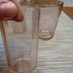 Set Of 3 Vintage Pink Depression Glass Hazel Atlas Tumblers Juice Glasses
