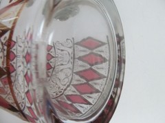 MCM West Virginia RAINIER Cranberry/Gold Diamond Highball Glasses & Pitcher 22KG