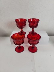 Fostoria Argus Ruby Red Sherbet Glasses 5″ HFM Henry Ford Museum Set of 4