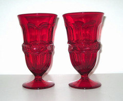 Fostoria Argus Ruby Red Footed Iced Tea Glasses – set of 2 ~ Excll!!