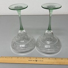 Set of 2 Vintage CRISTAL D’ARQUES-DURAND Green Stem Sombrero Margarita Glasses