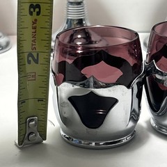 MCM FARBER Bros KROME KRAFT ART DECO COCKTAIL Glasses(4) + 2 Shot AMETHYST GLASS