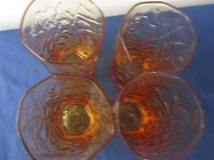 Set of four Morgantown Topaz Driftwood Crinkle Tumblers LOT A 25