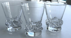 VTG French Crystal Shot Glasses Rare Daum Sorcy Pattern Mouth Blown 2.75″Ht Set3