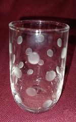 Polka Dot Juice Glasses (8) Clear Etched Retro Mid Century 5 oz