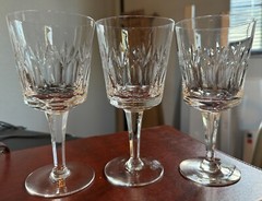 3 Wine Ashmont by ROYAL DOULTON Crystal 6 1/4″ Clear, Fans, Thumbprints
