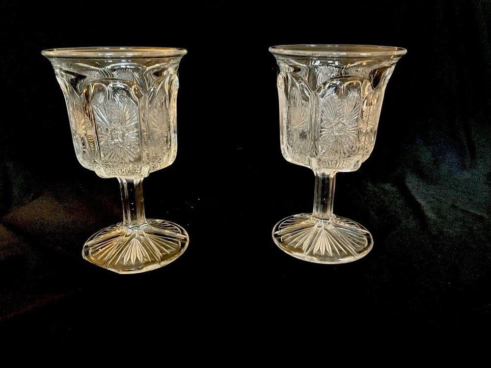 Higbee Panelled Thistle, Flared Stem, Water Goblet , 5 1/2 in, Set Of Two
