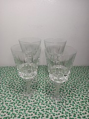 Vintage Set Of 4 Victoria Cut Knob Stem Wine Glasses 6.7/8″