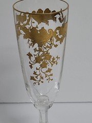 Antique St Louis Crystal Gold Encrusted Gilt Decorated Massenet Toasting Flute