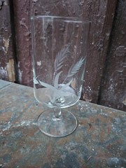 Set 5 Short Stem Etched Wheat Pattern Clear Wine Cocktail Glasses Barware 6.5″