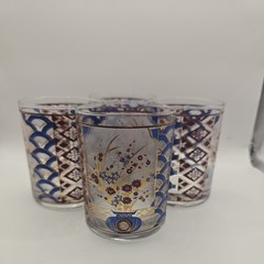 Vintage Culver Imari Double Old Fashioned/ Low Ball Glasses 22K Gold. (set 4)
