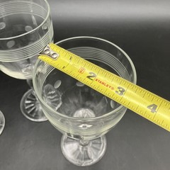 5 – Standard #3001 Bulbous Stem Polka Dots & Lines Cut Water Goblet Glasses Set
