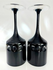 AJKA CRYSTAL BLACK MAGIC / FABERGE DESIGN Wine Goblet 8 inches