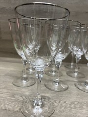Set of 10 Vintage Lenox Montclair Platinum Crystal Water Goblets/Glasses 7″ Good