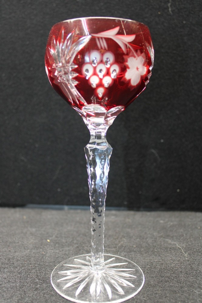 Ajka Marsala Crystal Ruby Cut to Clear Crystal Goblet {538} 8.1.25