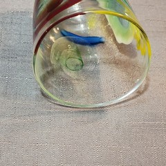 Vtg BBG|Bay Blown Glass Party Cup Pair|Hand Blown Art Glass UV Uranium Star|READ